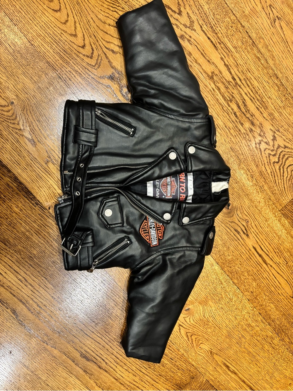 Harley-Davidson Y2K Vintage Motorcycle Leather Jacket Embroidered Size 18 Months